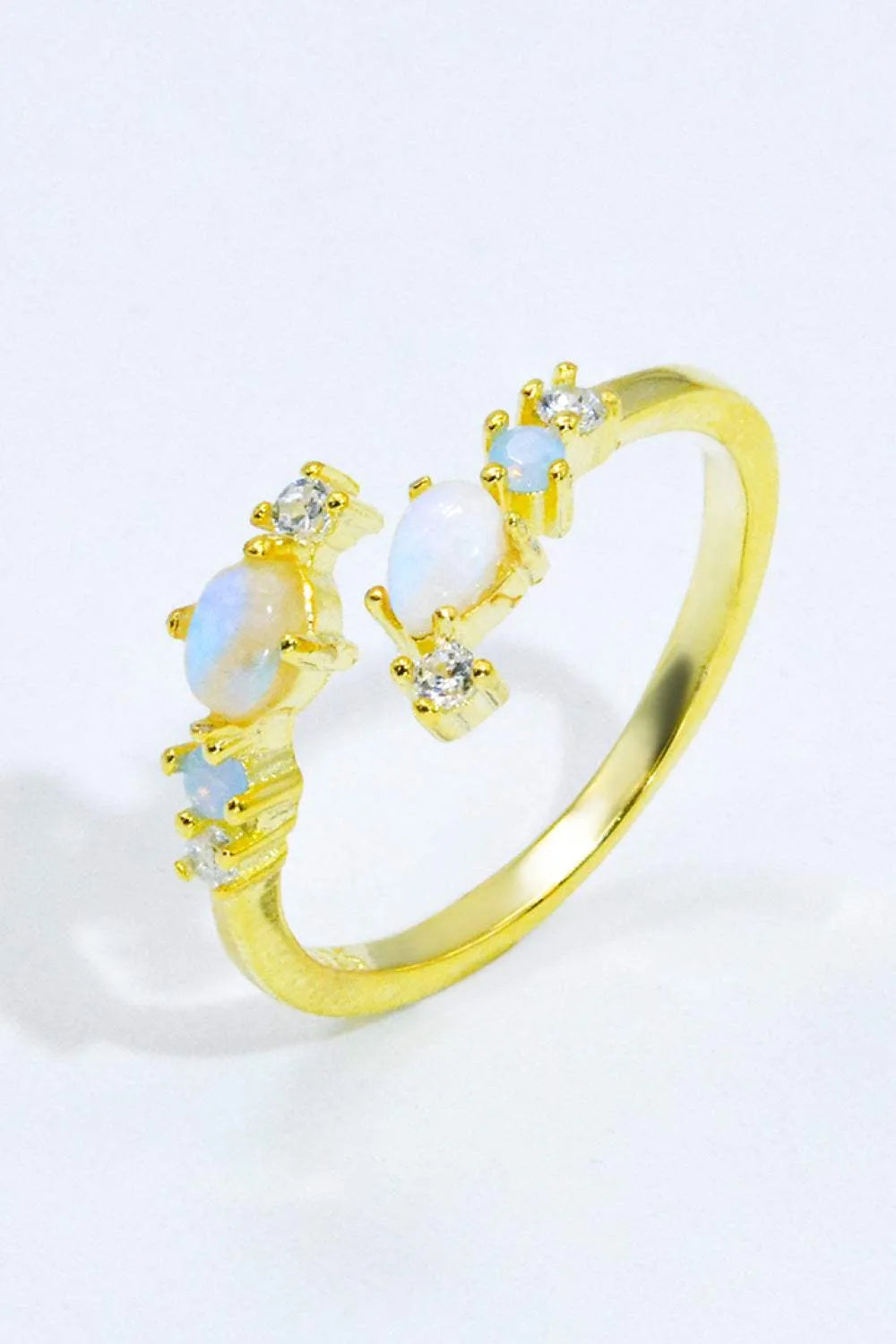 Natural Moonstone and Zircon Open Ring Moonstone - Tophatter Daily Deals